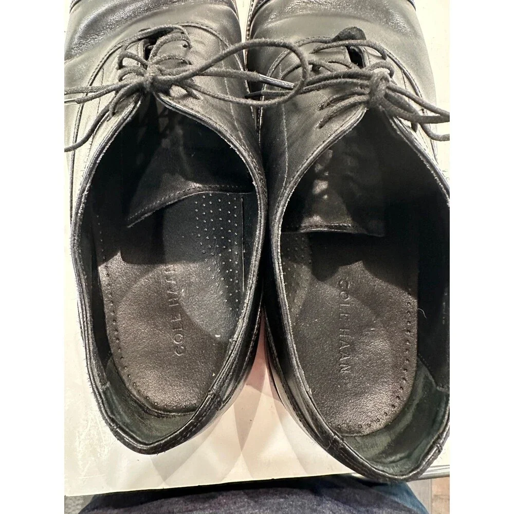 Cole Haan Men's Air Jackson Cap Toe Oxford US 13M Nappa Black Leather, Pre-Owned